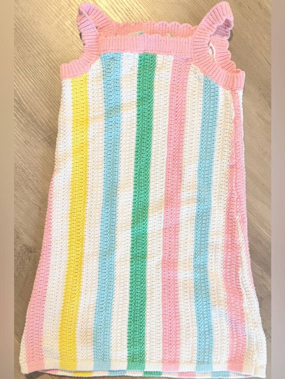 Old Navy Pastel Crochet Stripe Sundress. Size 6/7.